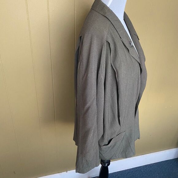 Mr Mr women vintage size 3 three button crepe blazer khaki - Picture 5 of 12